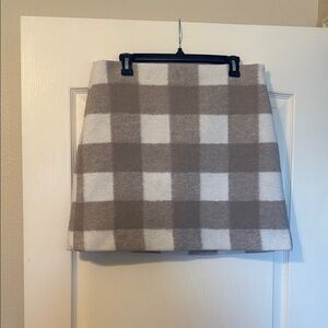 Loft Plaid Tan and Cream Women's Skirt